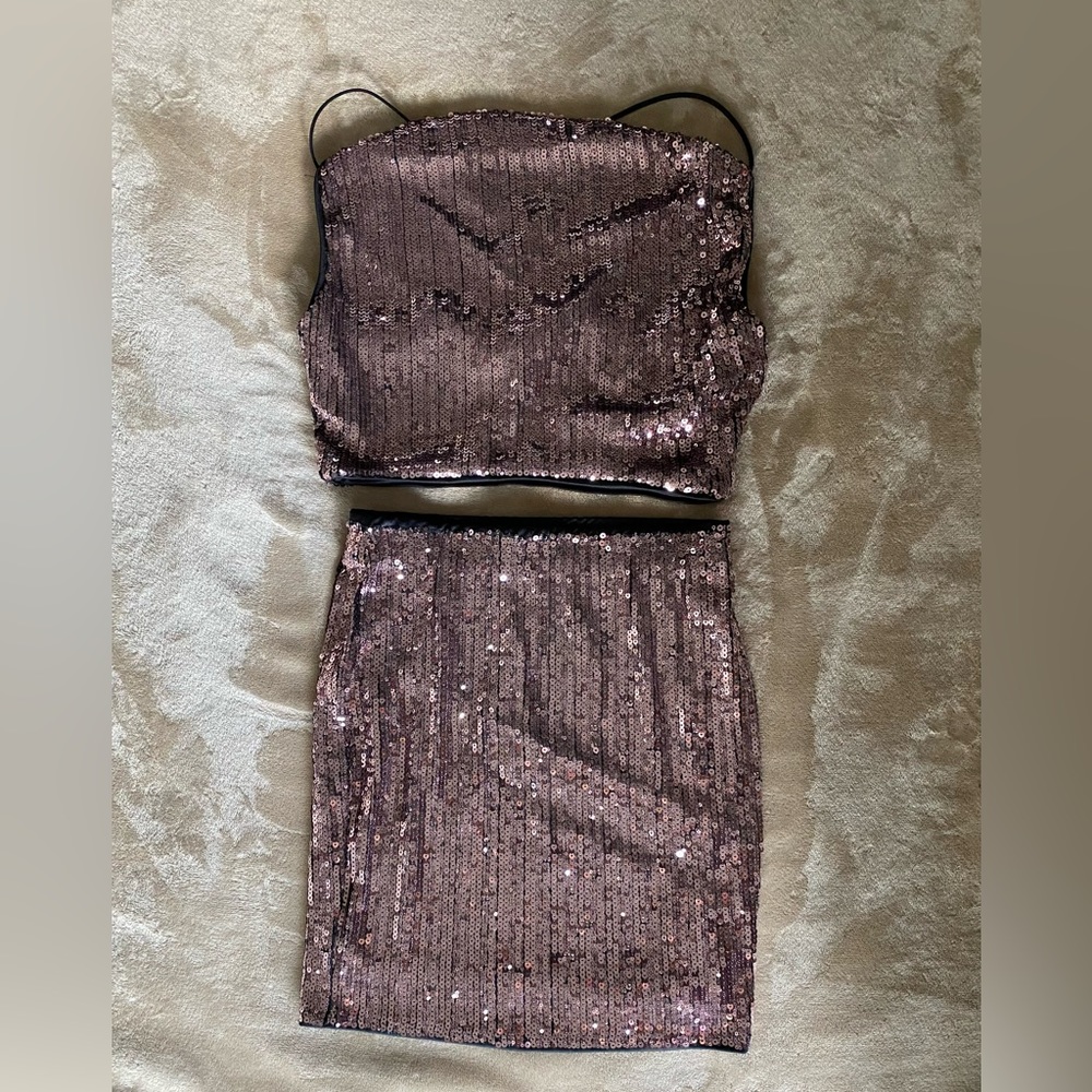 Two piece sequined skirt set size small.